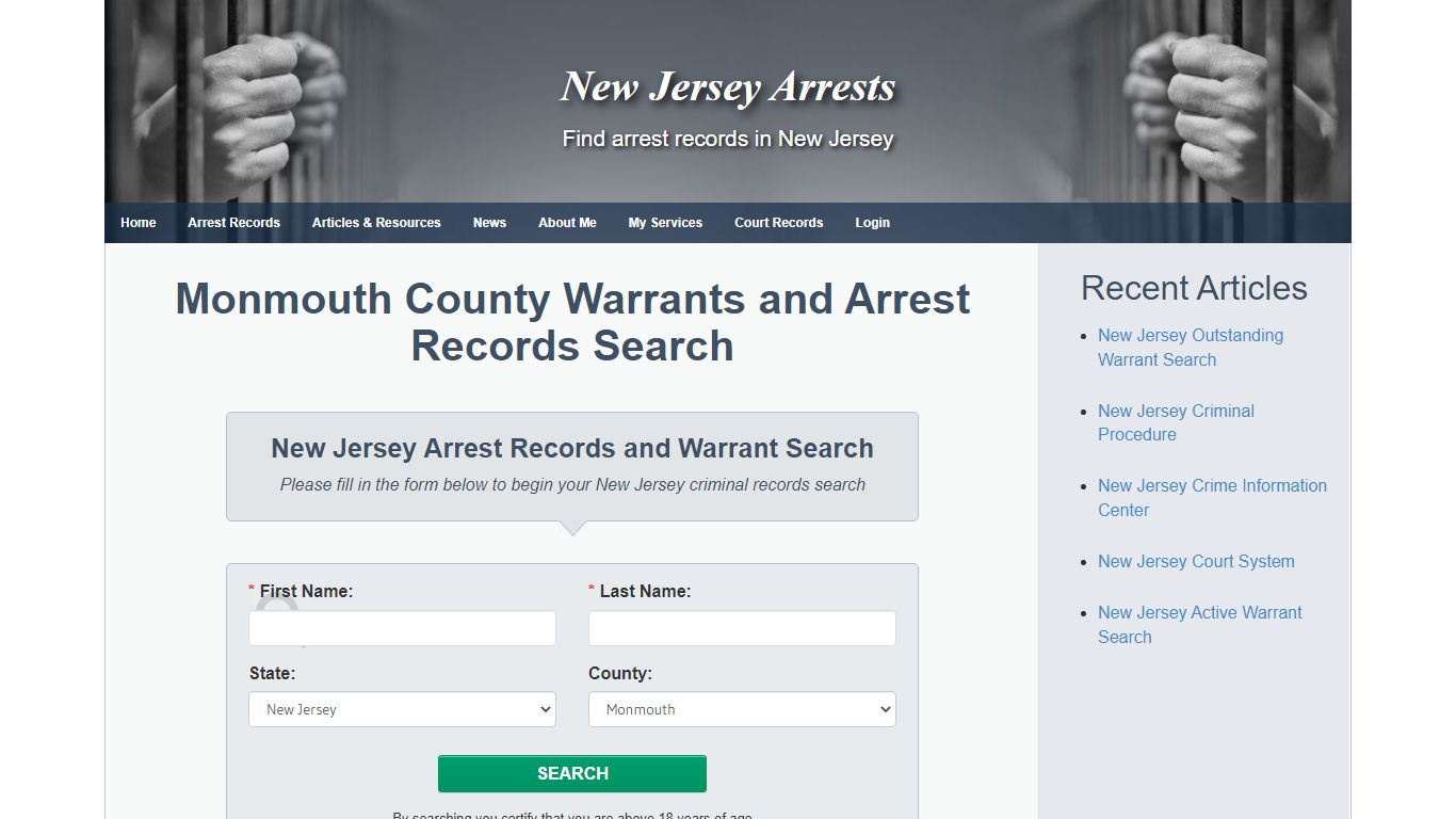 Monmouth County Warrants and Arrest Records Search